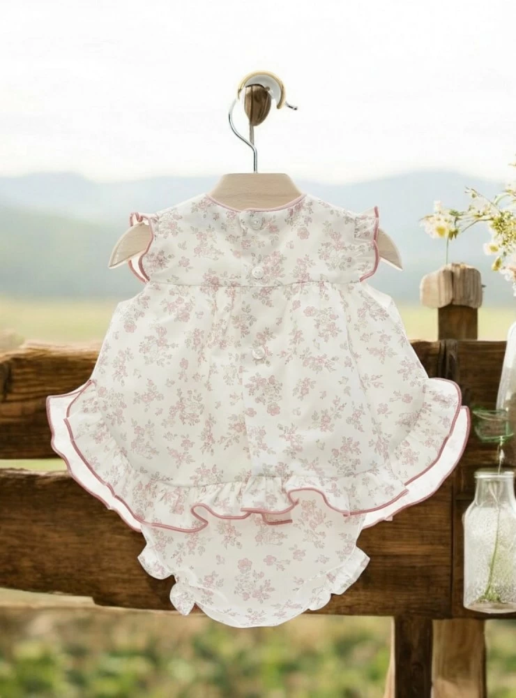 Baby dress with bonnet and panties Dulcinea collection