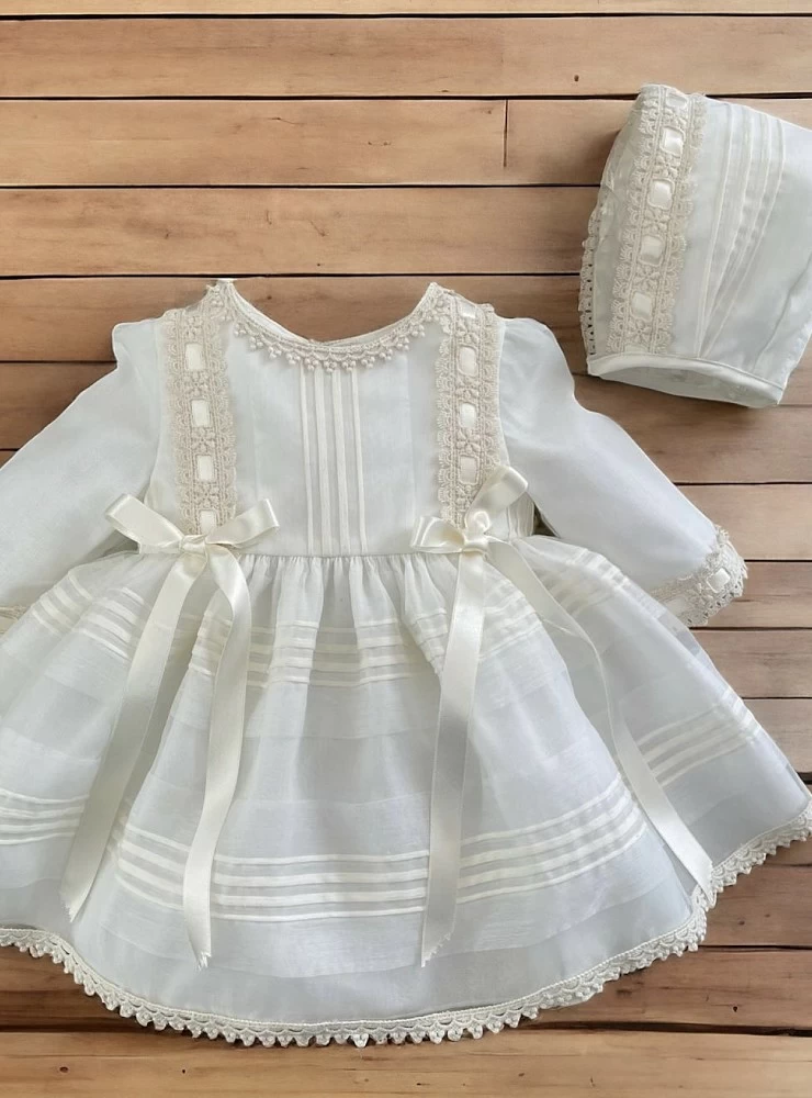 Baptism Dress and Bonnet Set Walnut Collection