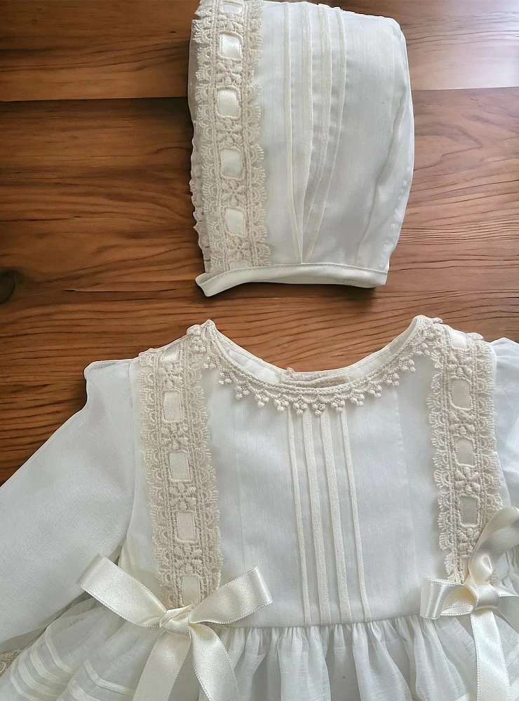 Baptism Dress and Bonnet Set Walnut Collection