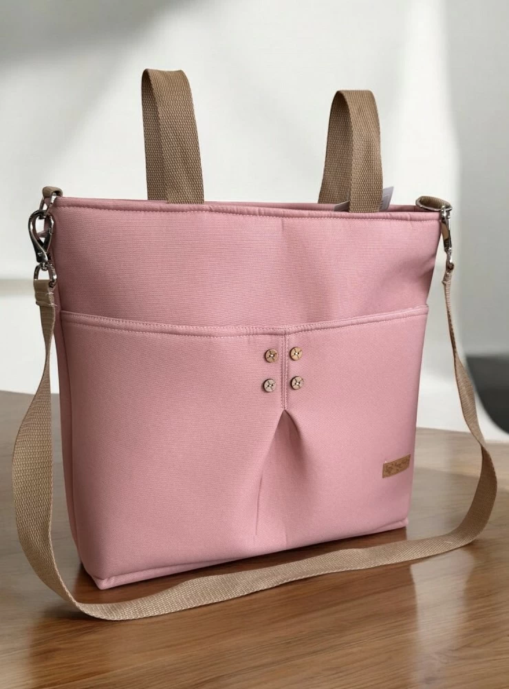 Bolso talega con doble asa. Rosa envejecido