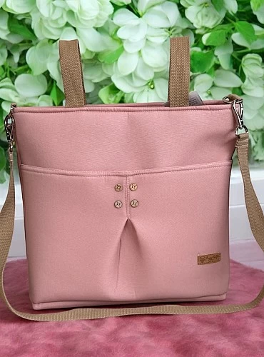 Bolso talega con doble asa. Rosa envejecido