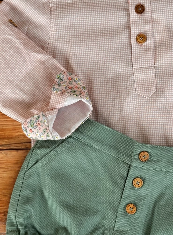 Camisa con jersey y bombacho colección Rosa y azul de La Martinica