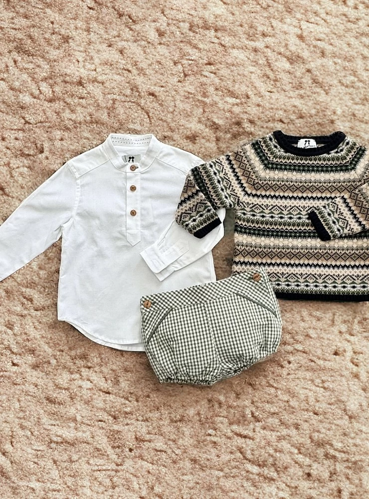 Conjunto niño tres piezas Colección musgo de La Martinica