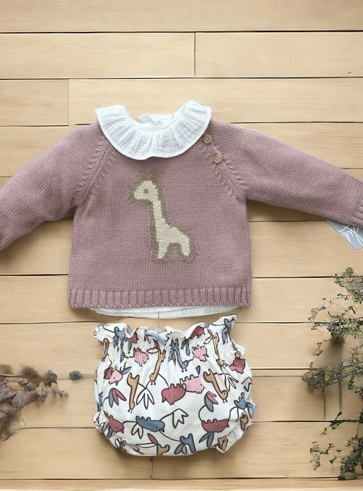 Conjunto para niña de tres piezas Colección Jirafa