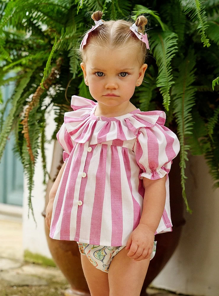 Conjunto para niña. Blusa y braguita colección Hojas de José Varón