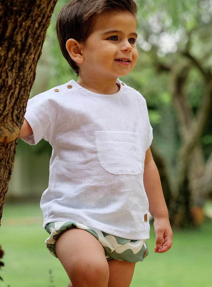 Conjunto para niño blanco y verde de José Varón