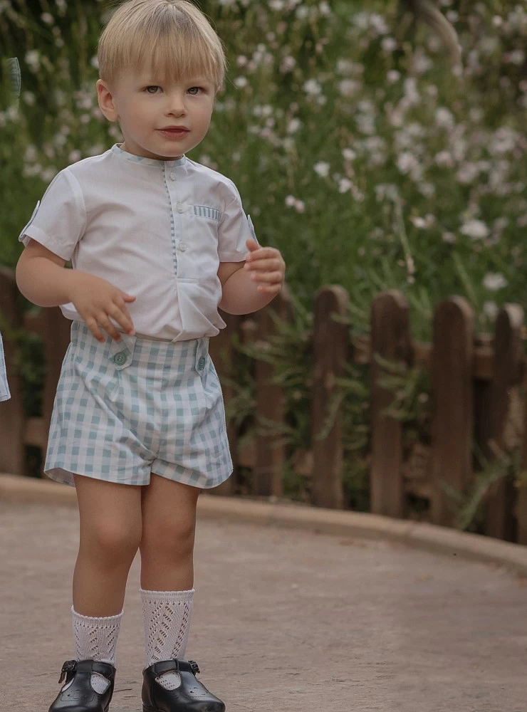 Conjunto para niño camisa y pantalón azul aguamarina