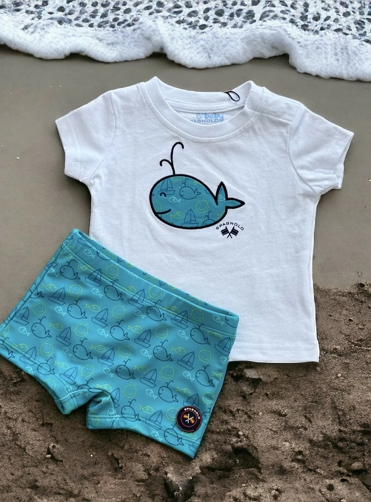 Conjunto playero Colección ballena para niño.