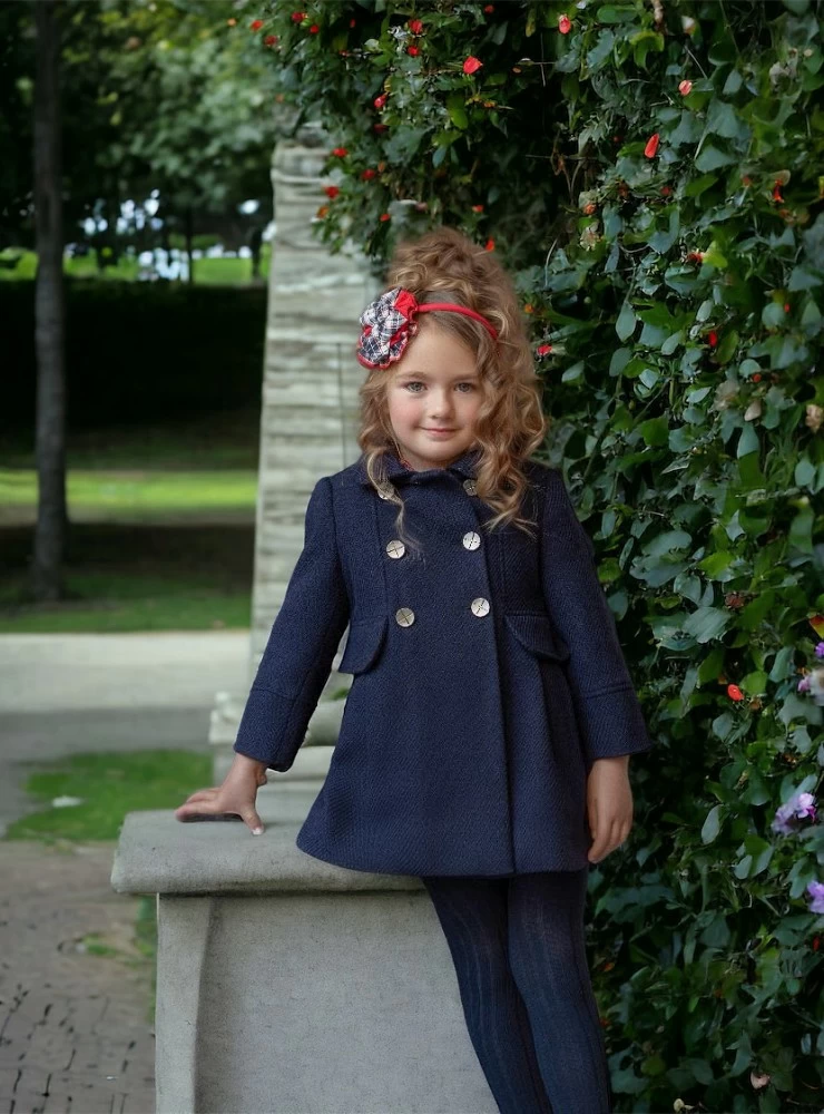 English style coat for girls in navy