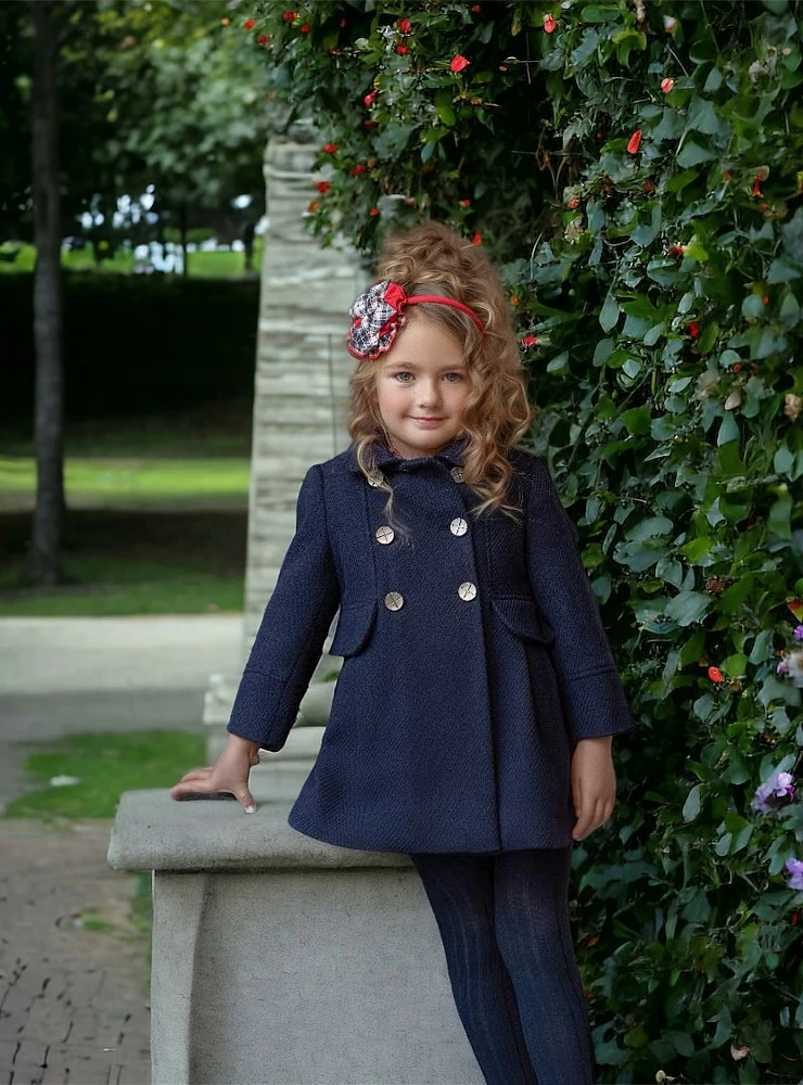 English style coat for girls in navy