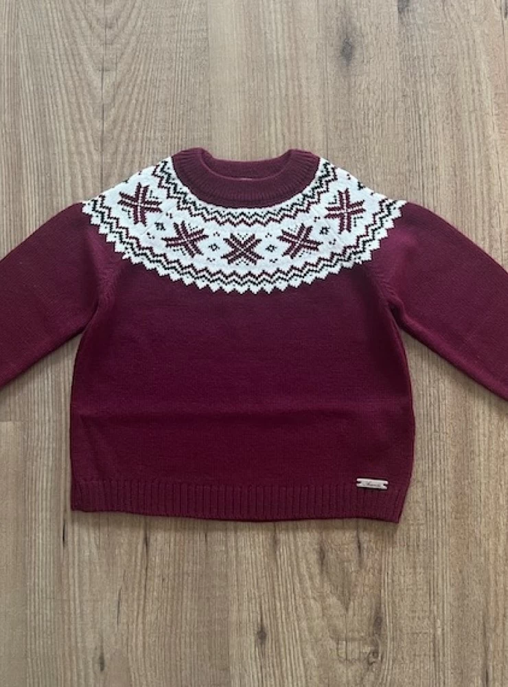 Jacquard knit sweater with border Natale collection