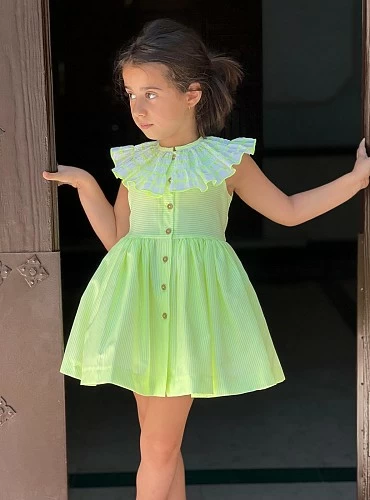 La Peppa Pig Fluor striped and checked dress