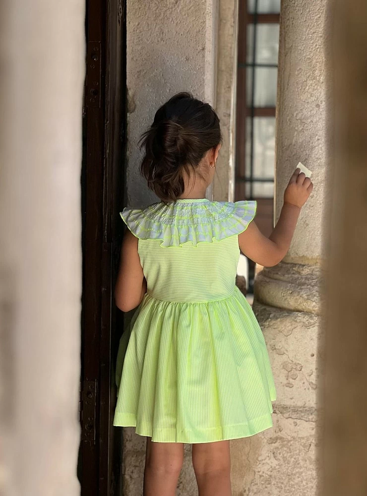 La Peppa Pig Fluor striped and checked dress