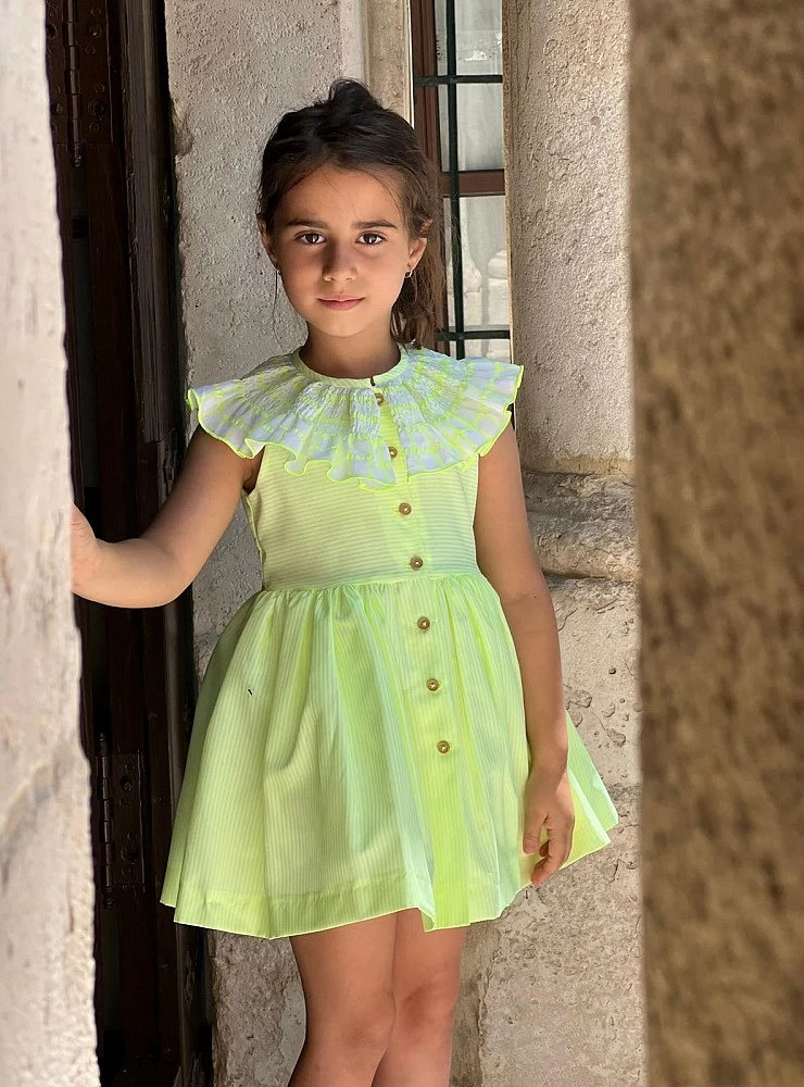 La Peppa Pig Fluor striped and checked dress