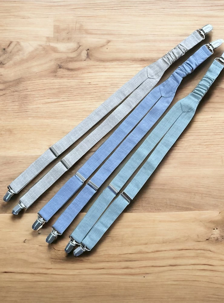 Linen suspenders in three colors and two sizes