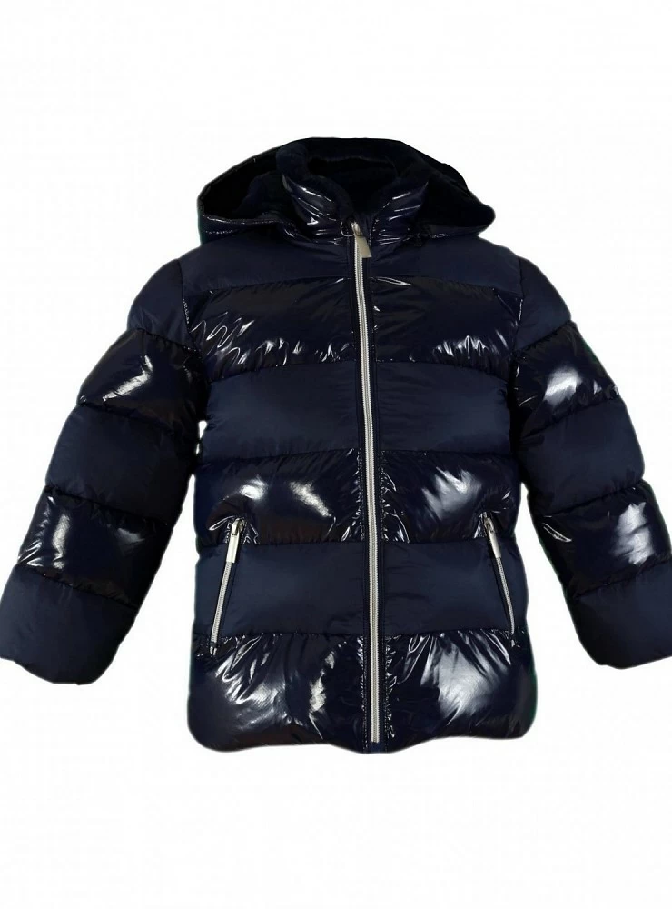 Navy blue padded parka for girls