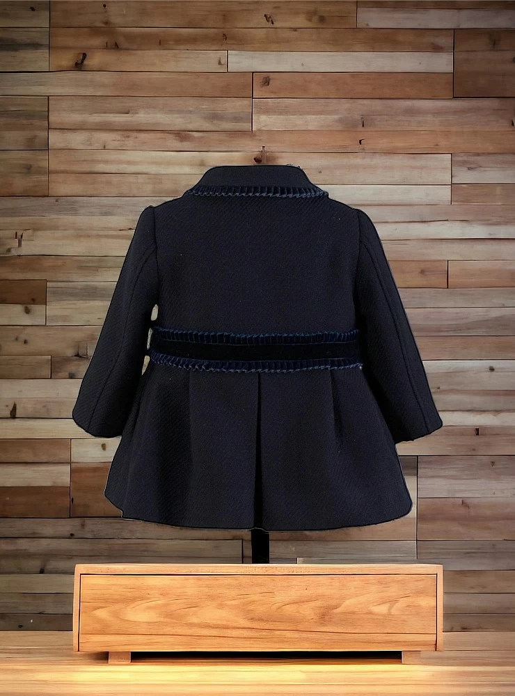 Navy coat and bonnet set for baby girl