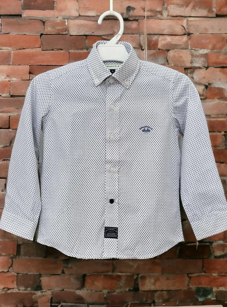 Navy Paisley Print Poplin Shirt