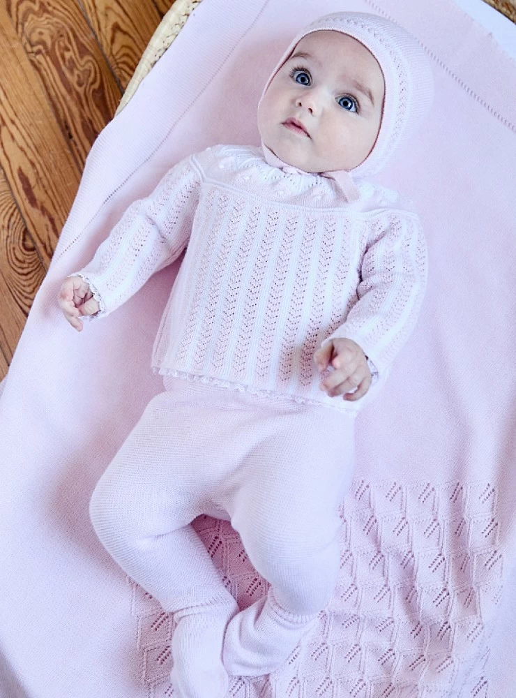Pink cotton knit set. Chiara Collection