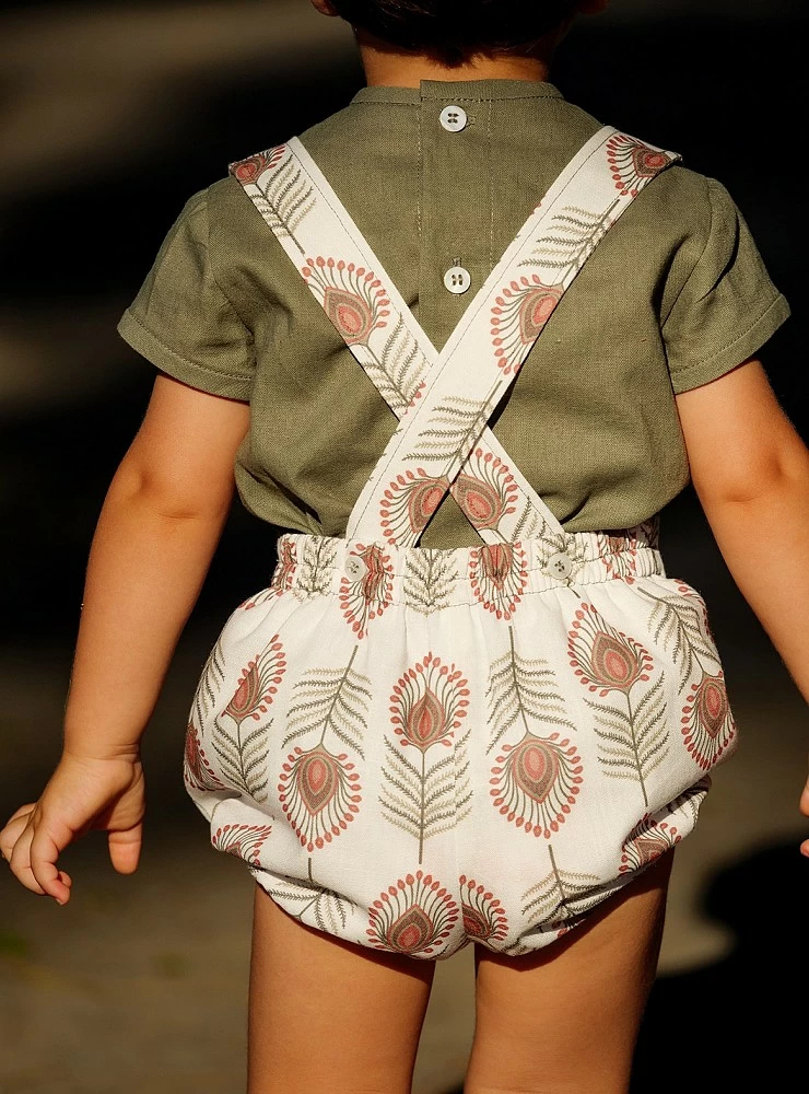 Shirt and rompers from Cocote's Peacock collection