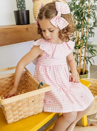 Strawberry gingham dress by Mon Petit bonbon