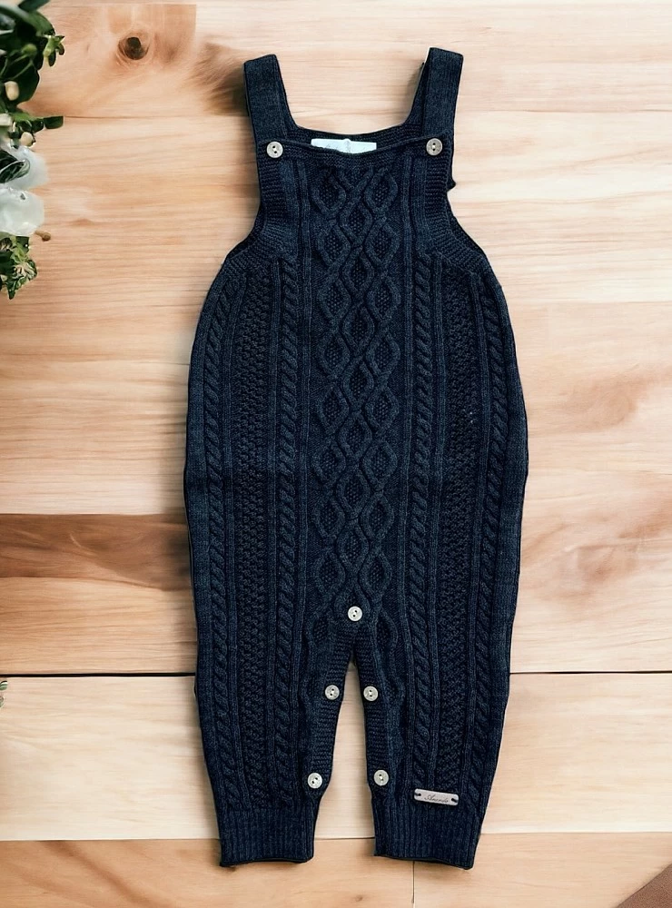 Unisex anthracite knit dungarees. Moutard Collection