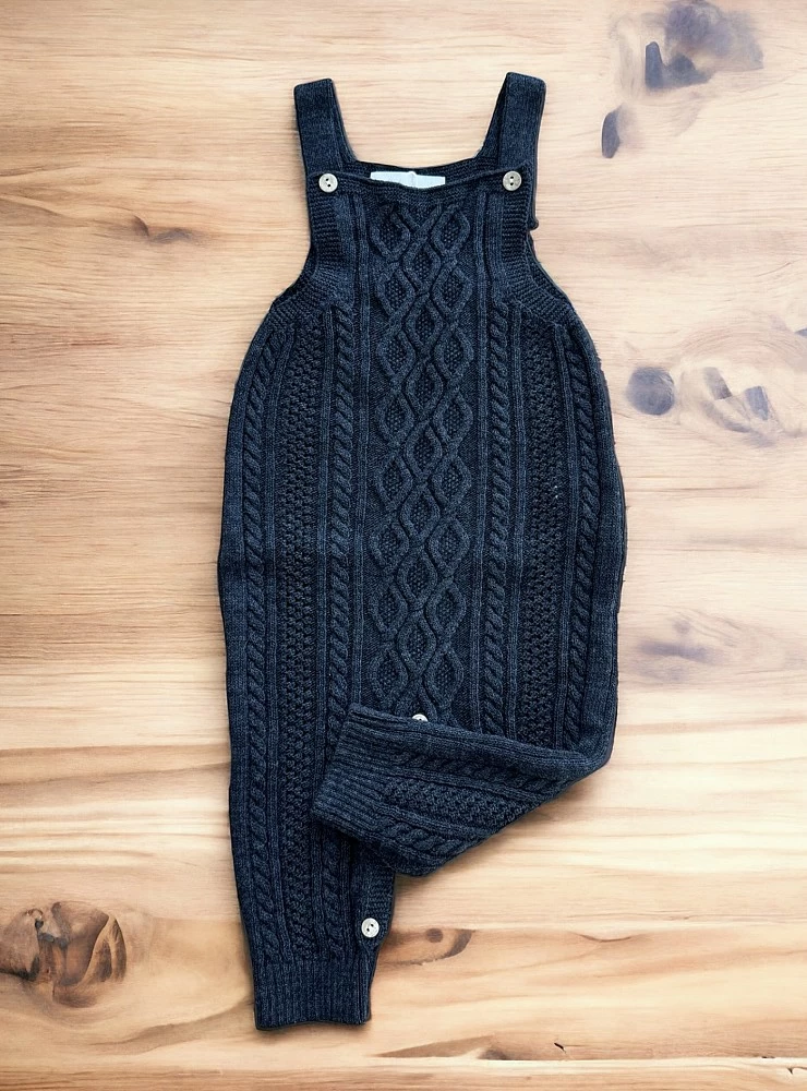 Unisex anthracite knit dungarees. Moutard Collection