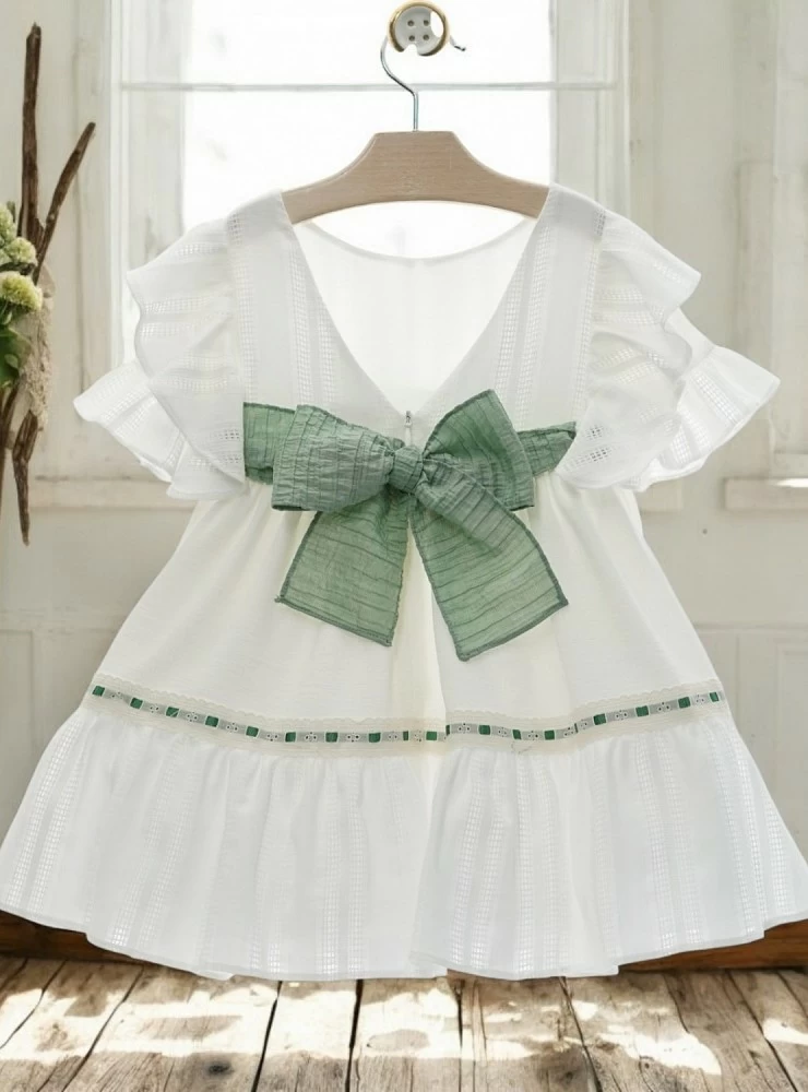 Vestido blanco y verde Colección Romance