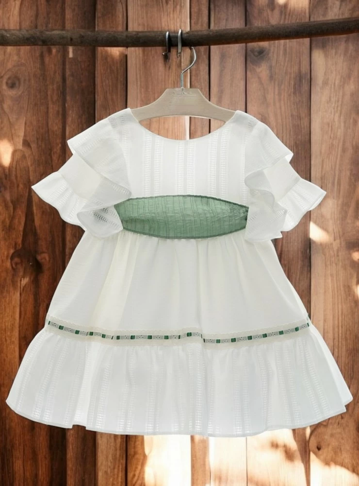 Vestido blanco y verde Colección Romance