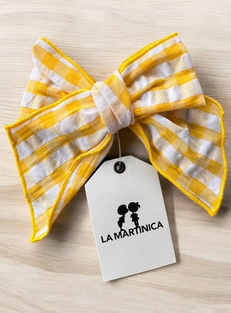 Yellow gingham bow Kittie collection from La Martinica